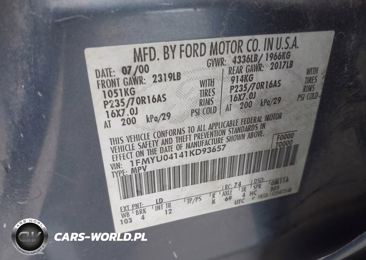 2001 Ford Escape Xlt VIN:1FMYU04141KD93657 - 9