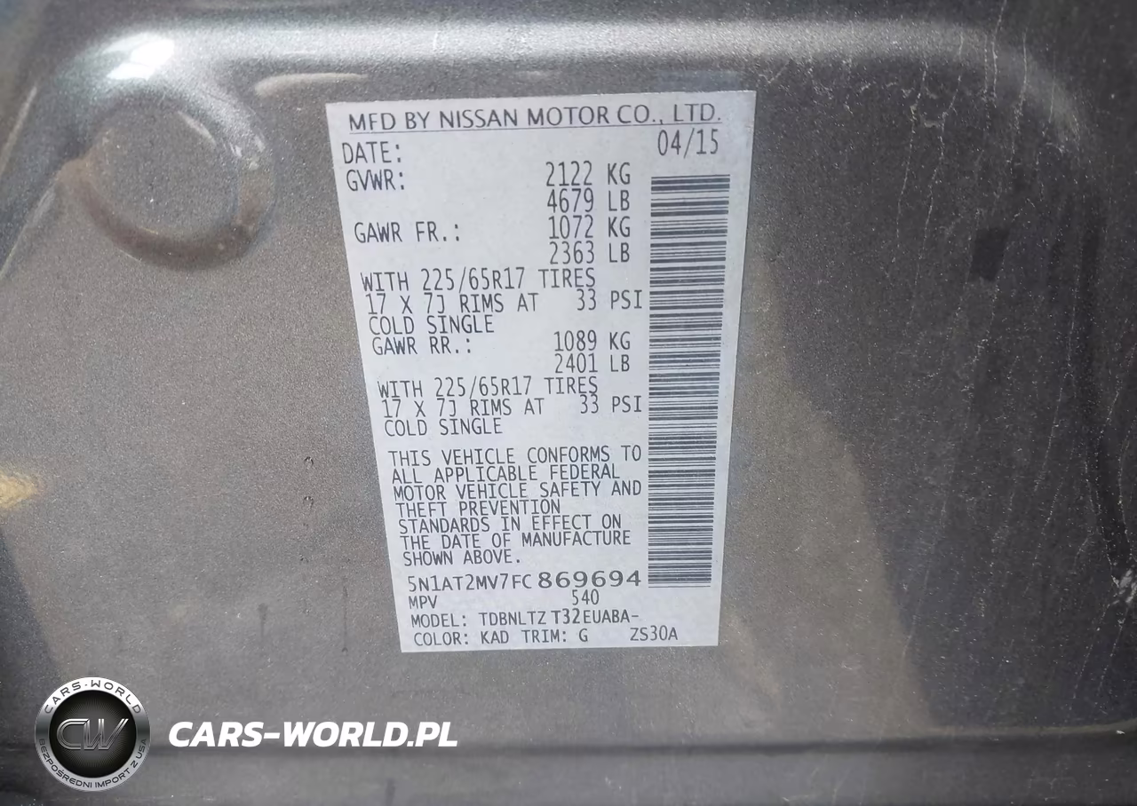 2015 Nissan Rogue Sv VIN:5N1AT2MV7FC869694 - 9
