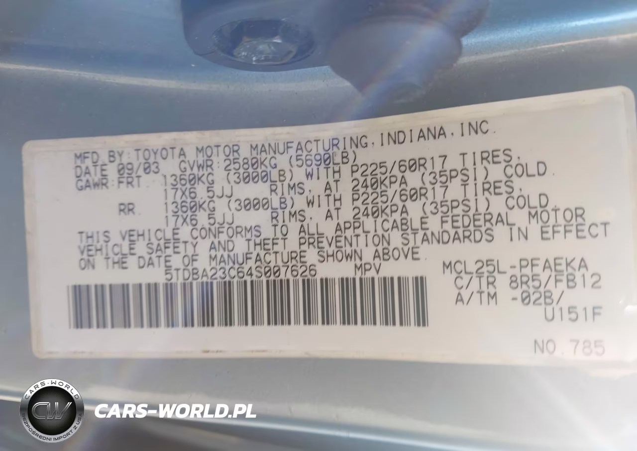2004 Toyota Sienna Le VIN:5TDBA23C64S007626 - 9
