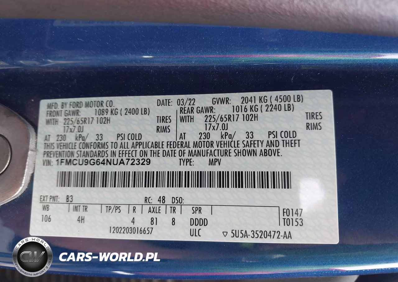 2022 Ford Escape Se VIN:1FMCU9G64NUA72329 - 9