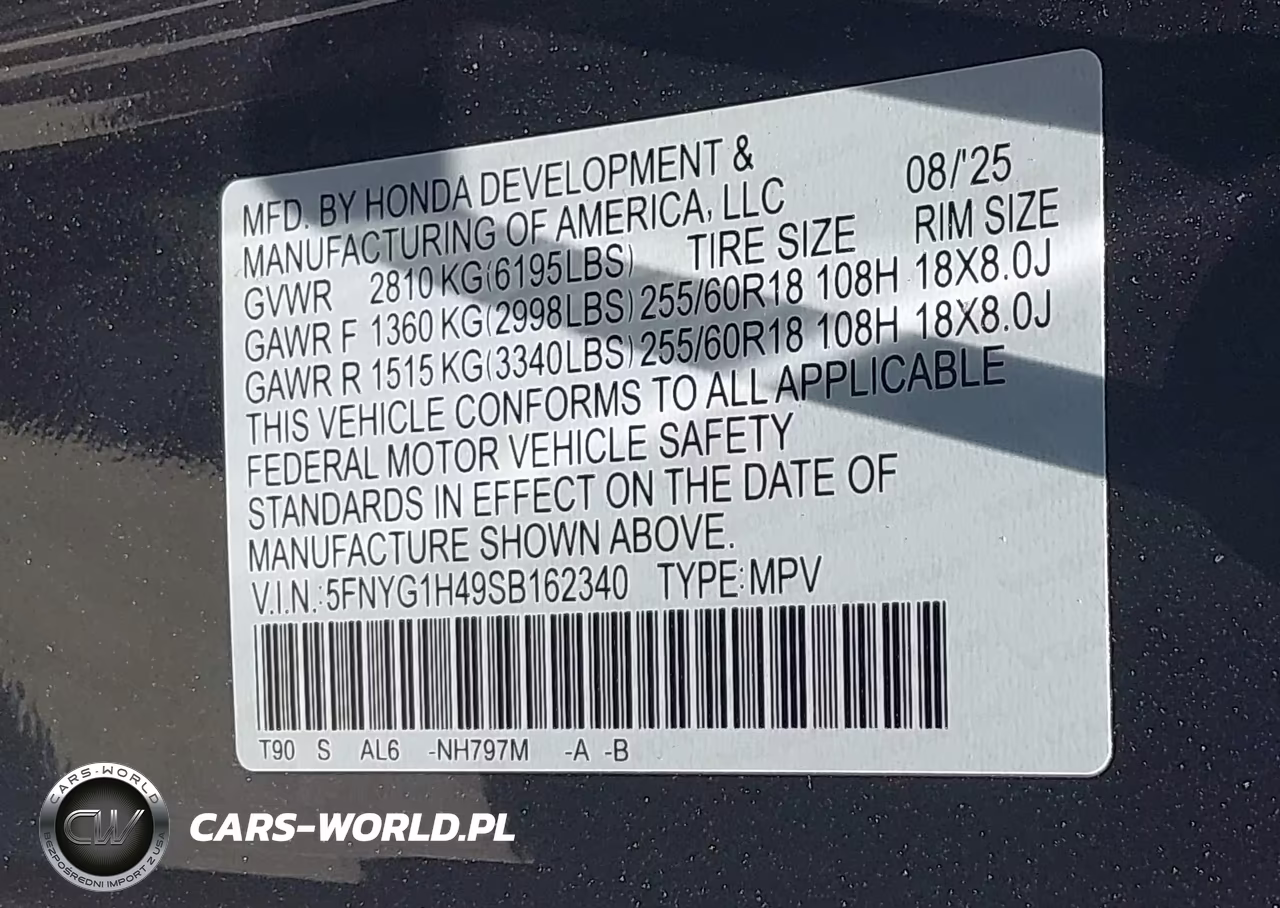 2025 Honda Pilot Ex-L VIN:5FNYG1H49SB162340 - 9