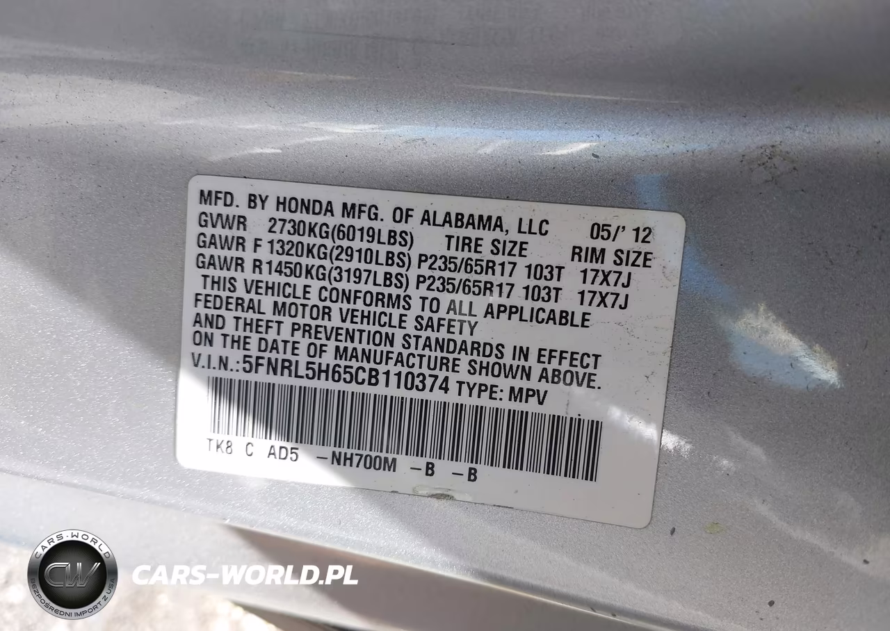 2012 Honda Odyssey Ex-L VIN:5FNRL5H65CB110374 - 9