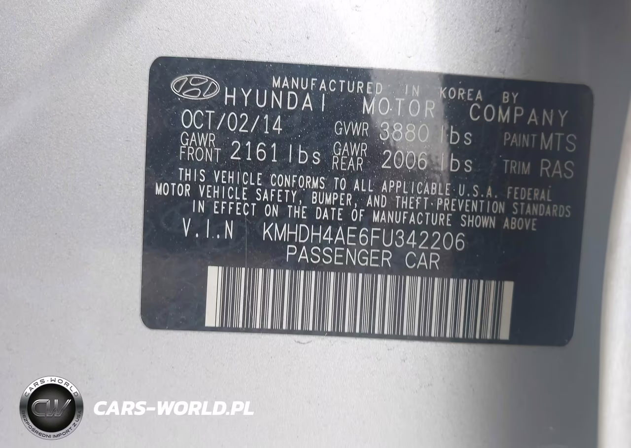 2015 Hyundai Elantra Se VIN:KMHDH4AE6FU342206 - 9