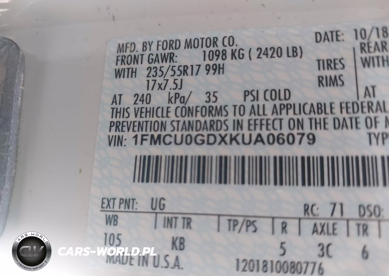 2019 Ford Escape Se VIN:1FMCU0GDXKUA06079 - 9