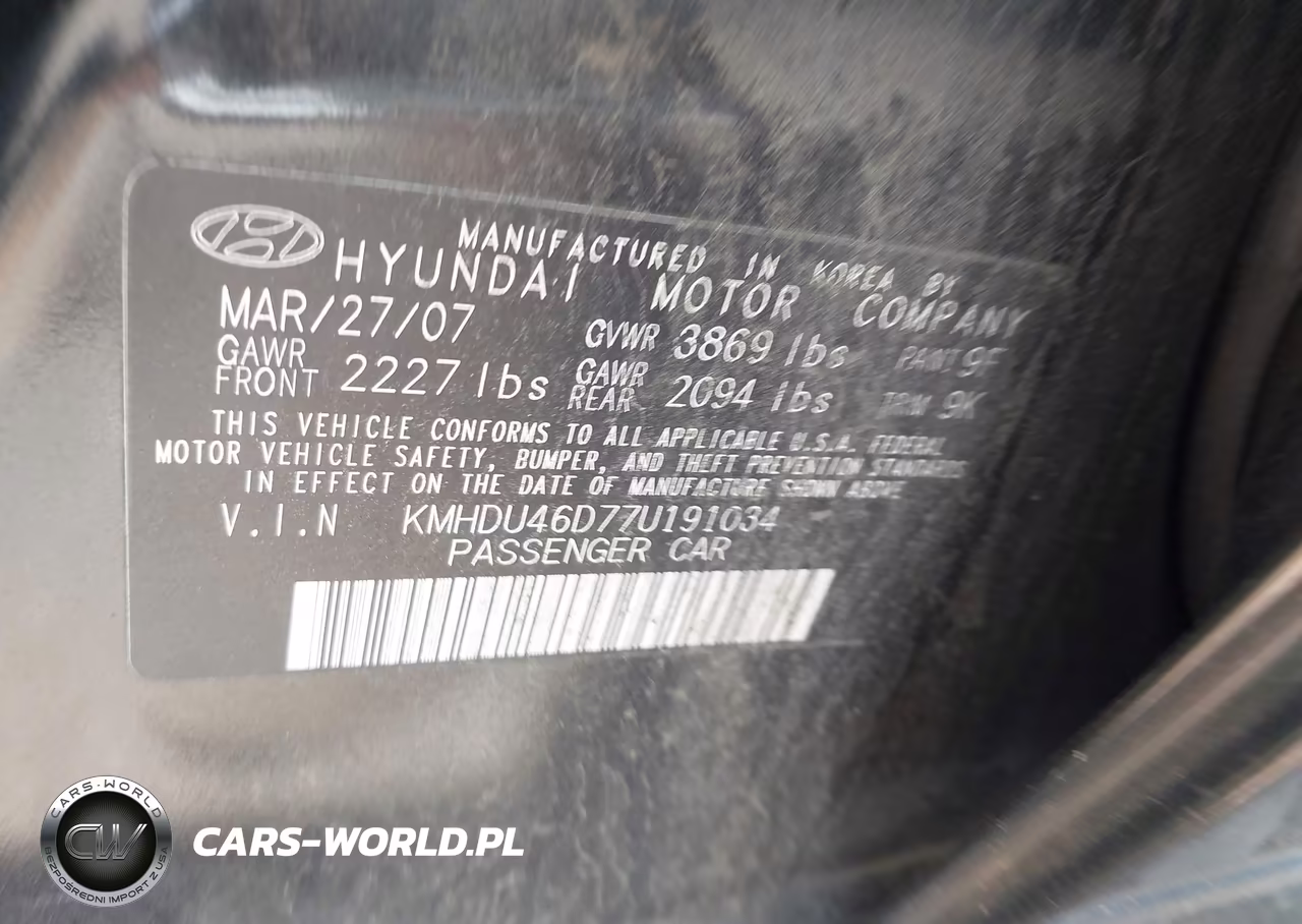 2007 Hyundai Elantra Gls-Limited-Se VIN:KMHDU46D77U191034 - 9