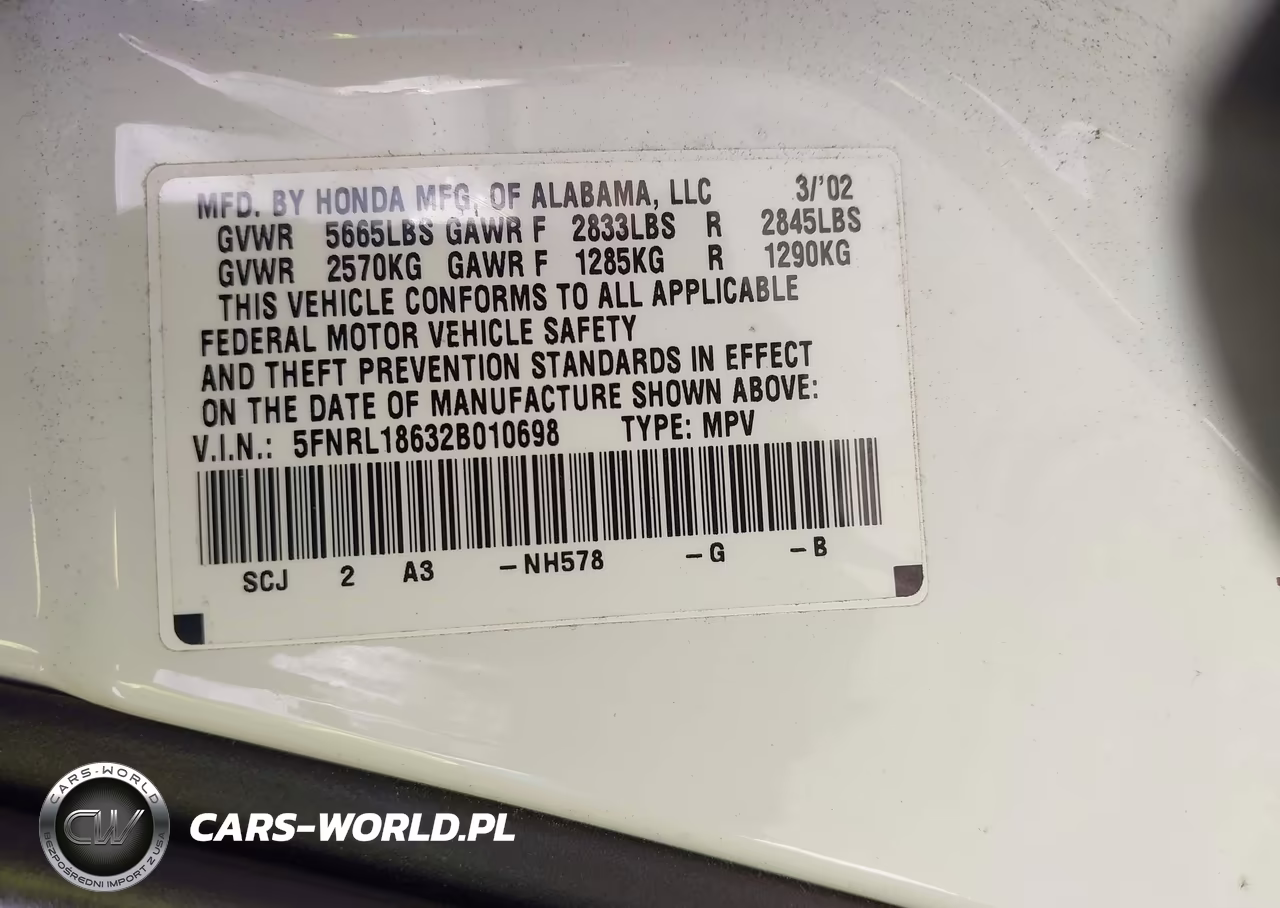 2002 Honda Odyssey Ex VIN:5FNRL18632B010698 - 9