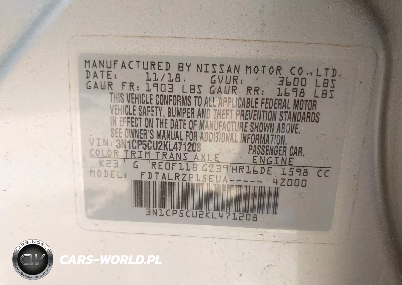 2019 Nissan Kicks S VIN:3N1CP5CU2KL471208 - 9
