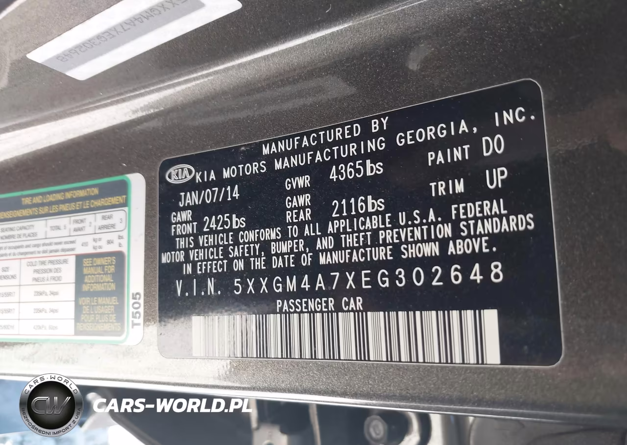 2014 Kia Optima Lx VIN:5XXGM4A7XEG302648 - 9
