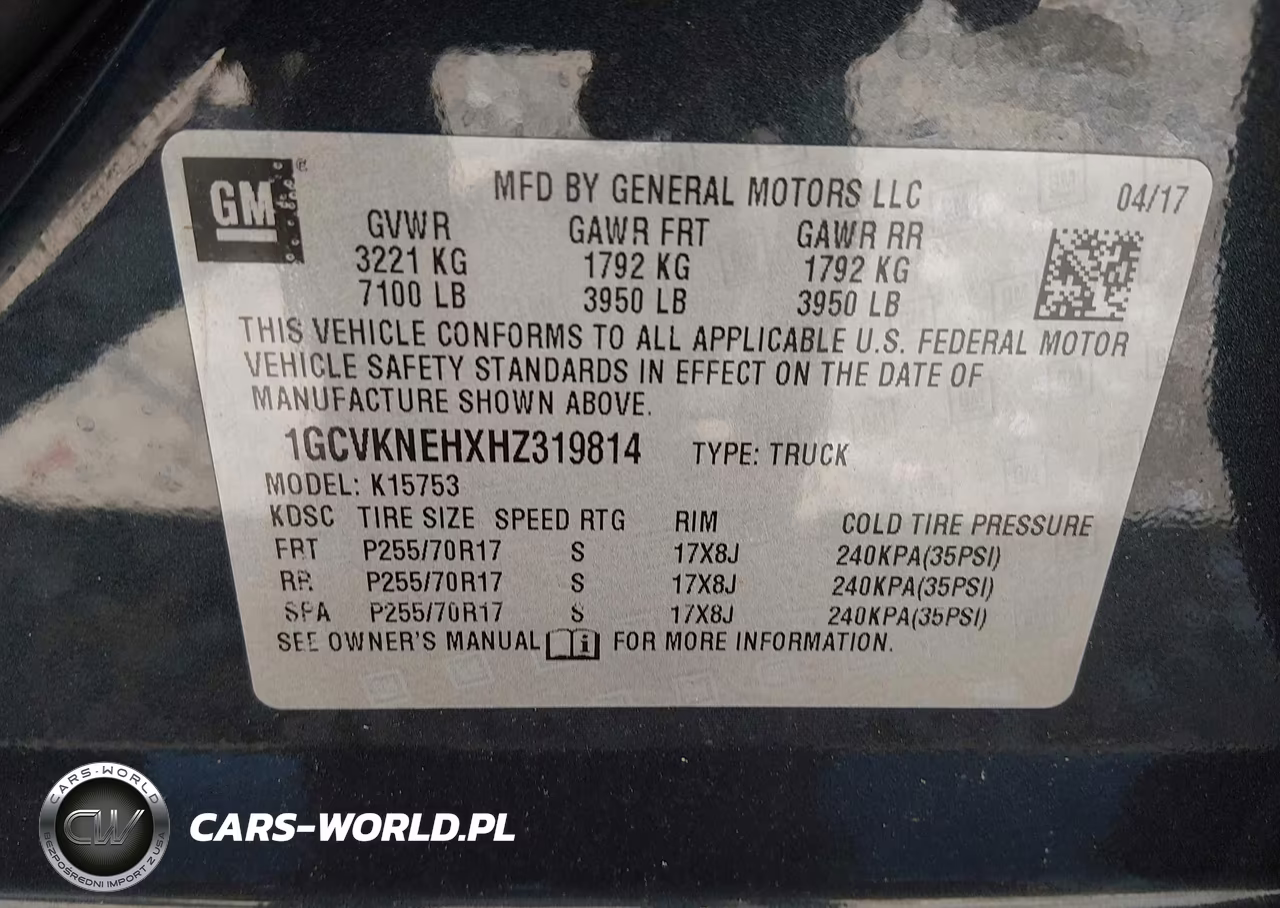 2017 Chevrolet Silverado 1500 Wt VIN:1GCVKNEHXHZ319814 - 9