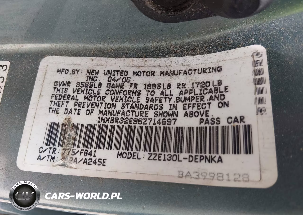 2006 Toyota Corolla Le VIN:1NXBR32E96Z714697 - 9
