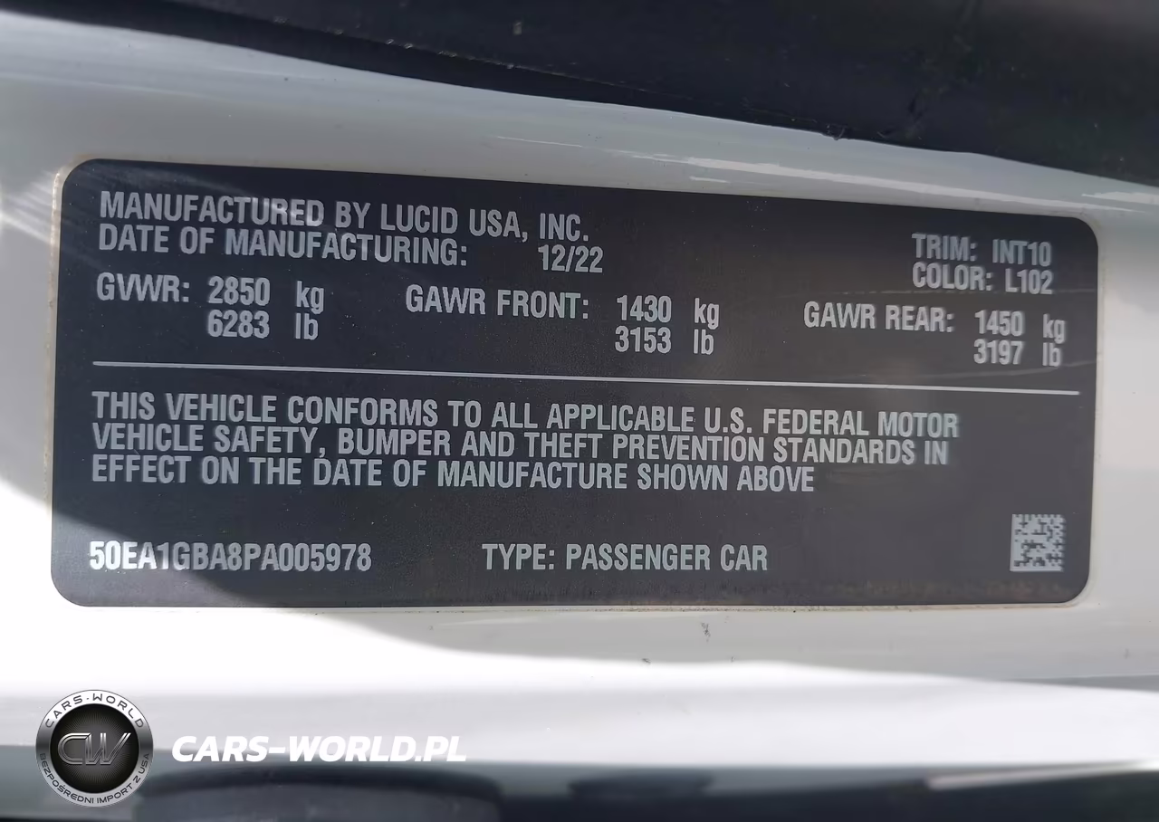 2023 Lucid Air Grand Touring VIN:50EA1GBA8PA005978 - 9