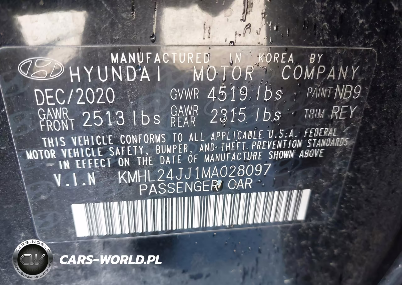 2021 Hyundai Sonata Blue VIN:KMHL24JJ1MA028097 - 9
