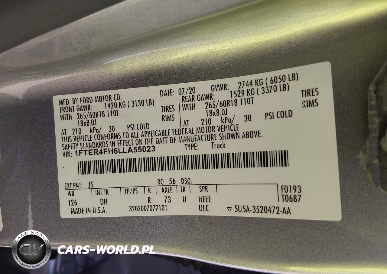 2020 Ford Ranger Lariat VIN:1FTER4FH6LLA55023 - 9