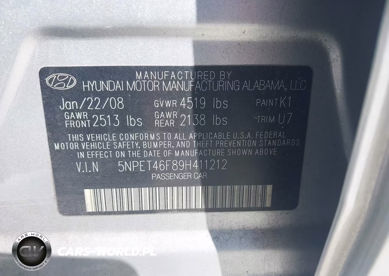 2009 Hyundai Sonata Gls V6 VIN:5NPET46F89H411212 - 9