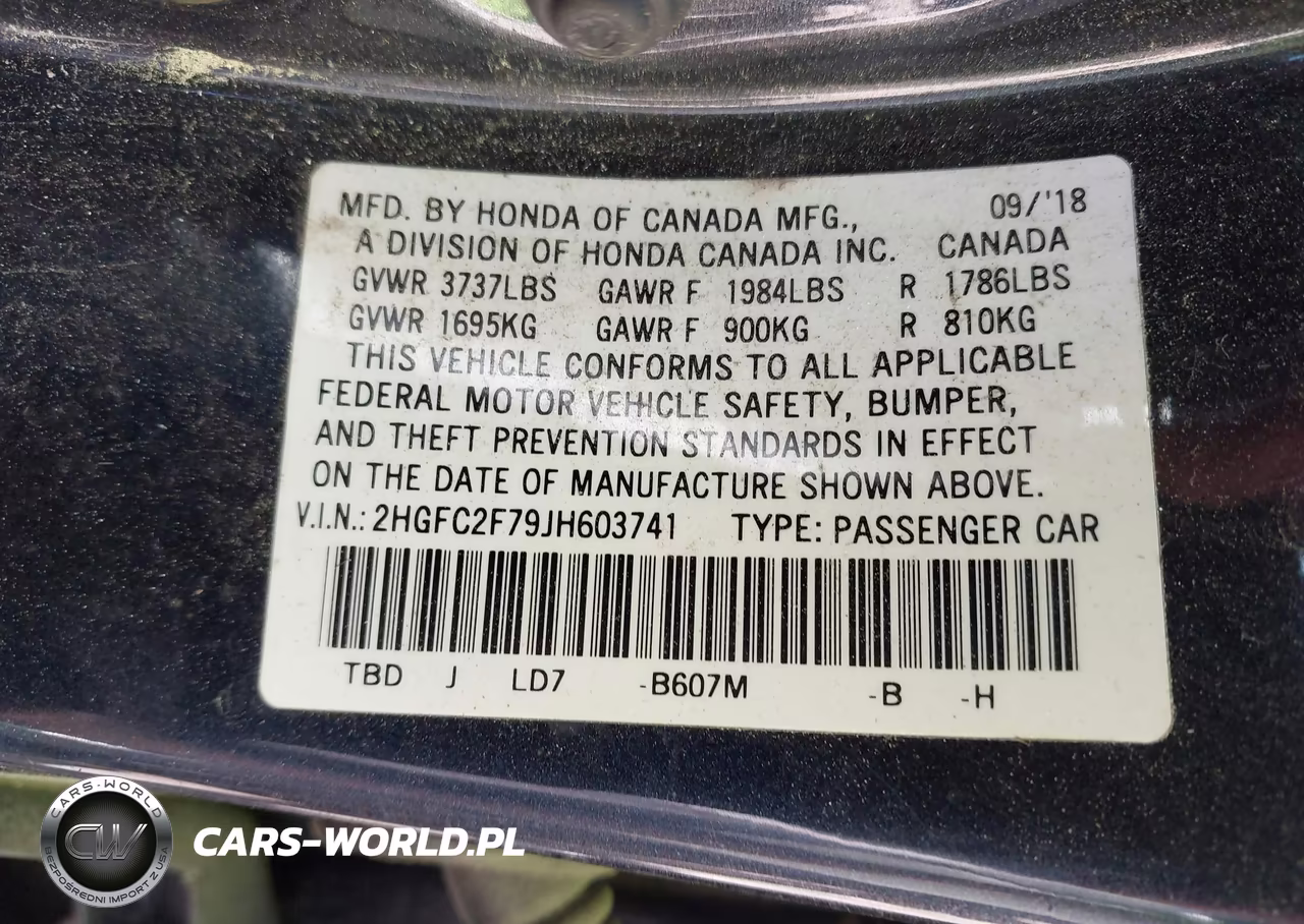 2018 Honda Civic Ex VIN:2HGFC2F79JH603741 - 9