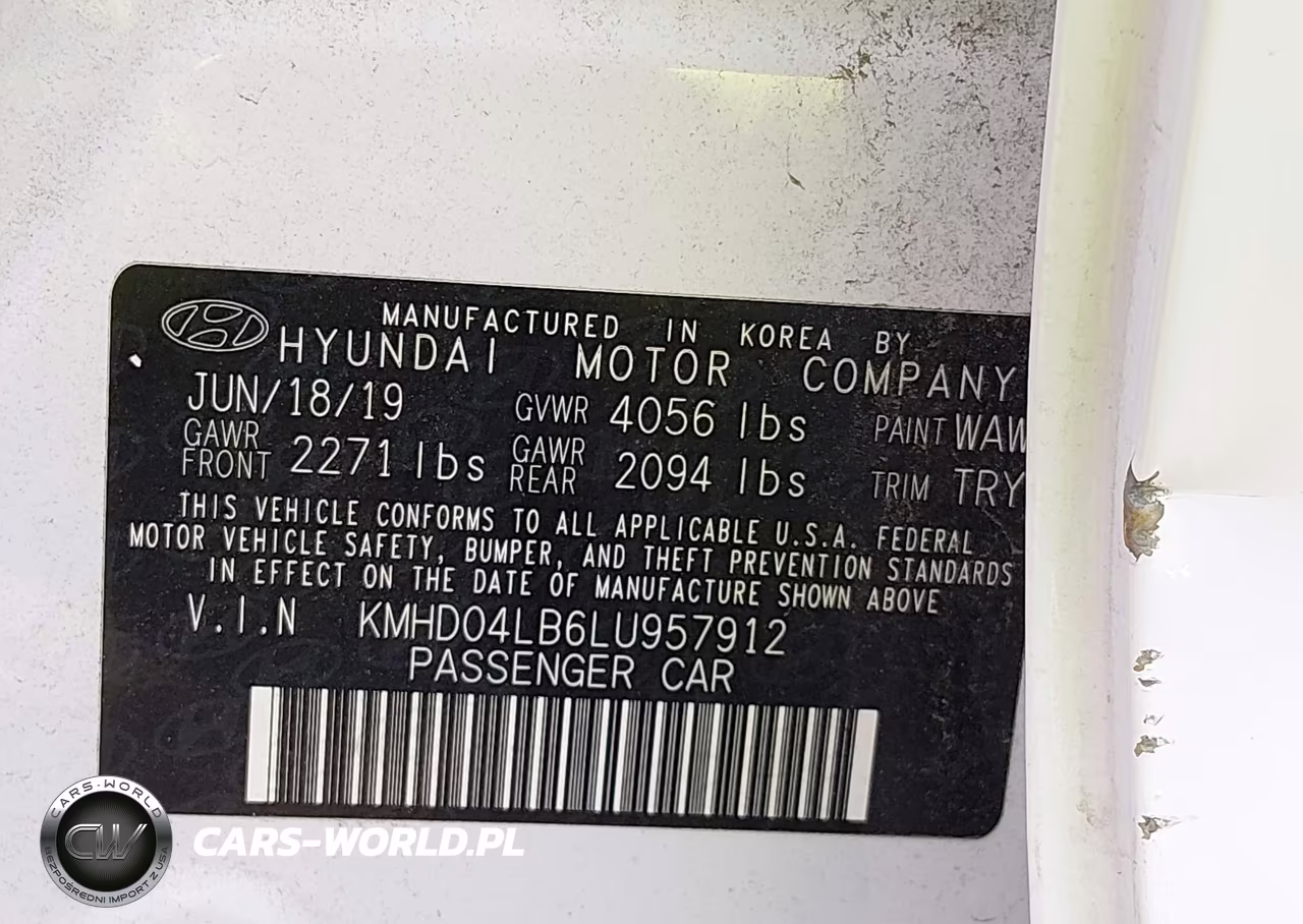 2020 Hyundai Elantra Sport VIN:KMHD04LB6LU957912 - 9