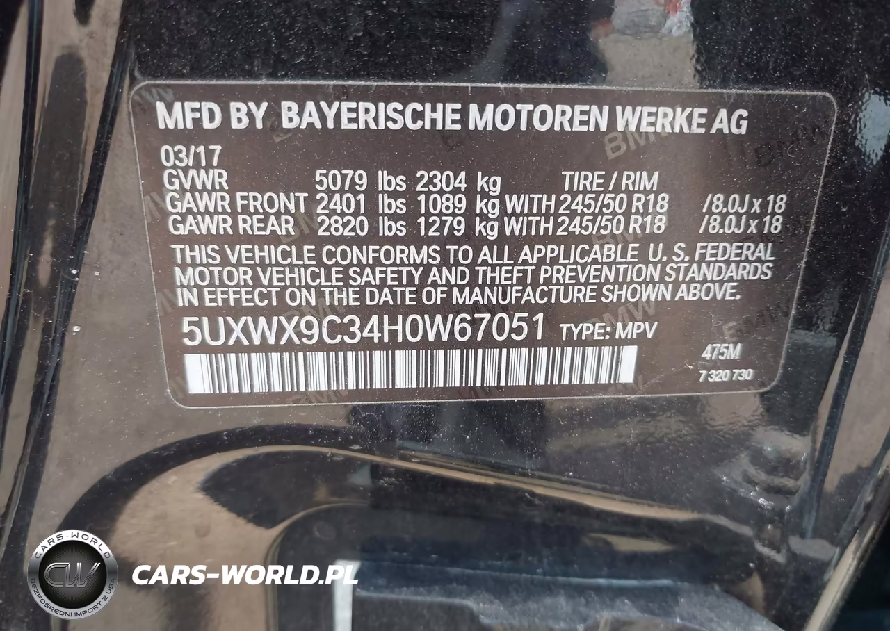 2017 BMW X3 xDrive28I VIN:5UXWX9C34H0W67051 - 9