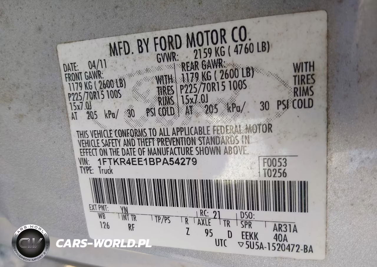2011 Ford Ranger Xlt VIN:1FTKR4EE1BPA54279 - 9
