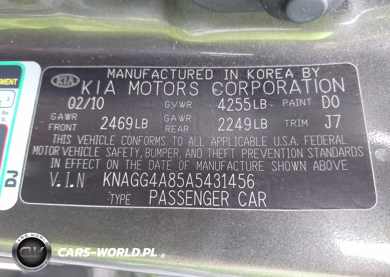 2010 Kia Optima Lx VIN:KNAGG4A85A5431456 - 9