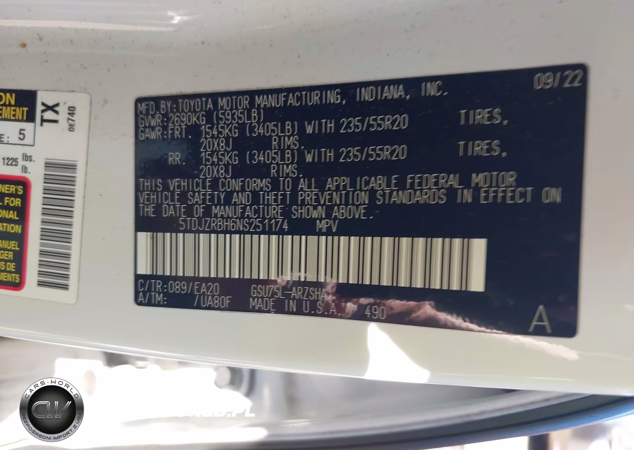 2022 Toyota Highlander Xse VIN:5TDJZRBH6NS251174 - 9