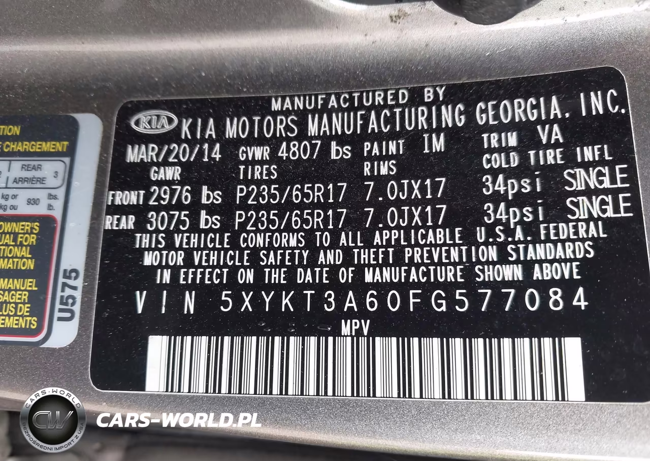 2015 Kia Sorento Lx VIN:5XYKT3A60FG577084 - 9