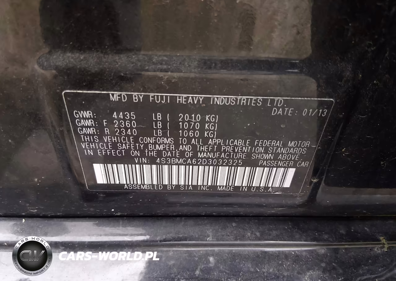 2013 Subaru Legacy 2.5I VIN:4S3BMCA62D3032325 - 9