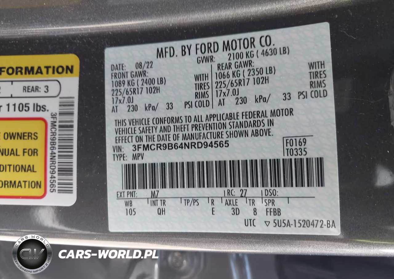 2022 Ford Bronco Sport Big Bend VIN:3FMCR9B64NRD94565 - 9