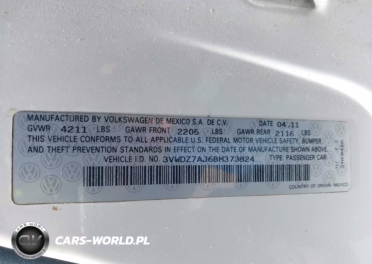 2011 Volkswagen Jetta 2.5L Se VIN:3VWDZ7AJ6BM373824 - 9