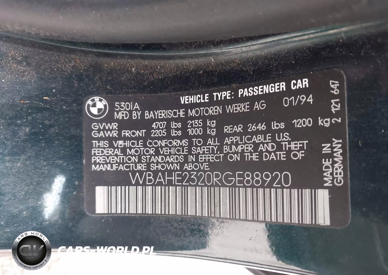 1994 BMW 530 I Automatic VIN:WBAHE2320RGE88920 - 9