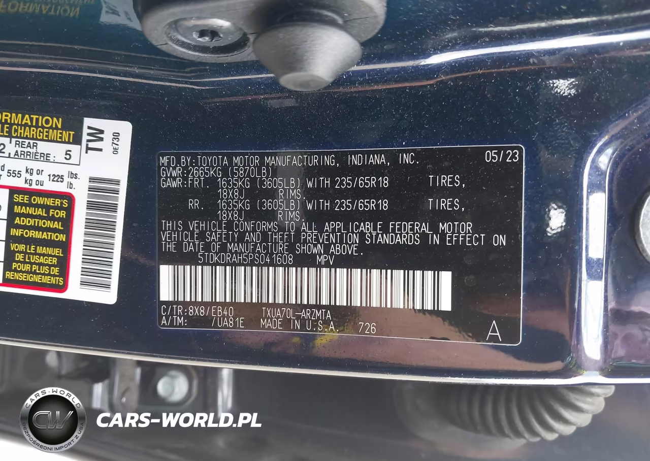 2023 Toyota Highlander Xle VIN:5TDKDRAH5PS041608 - 9