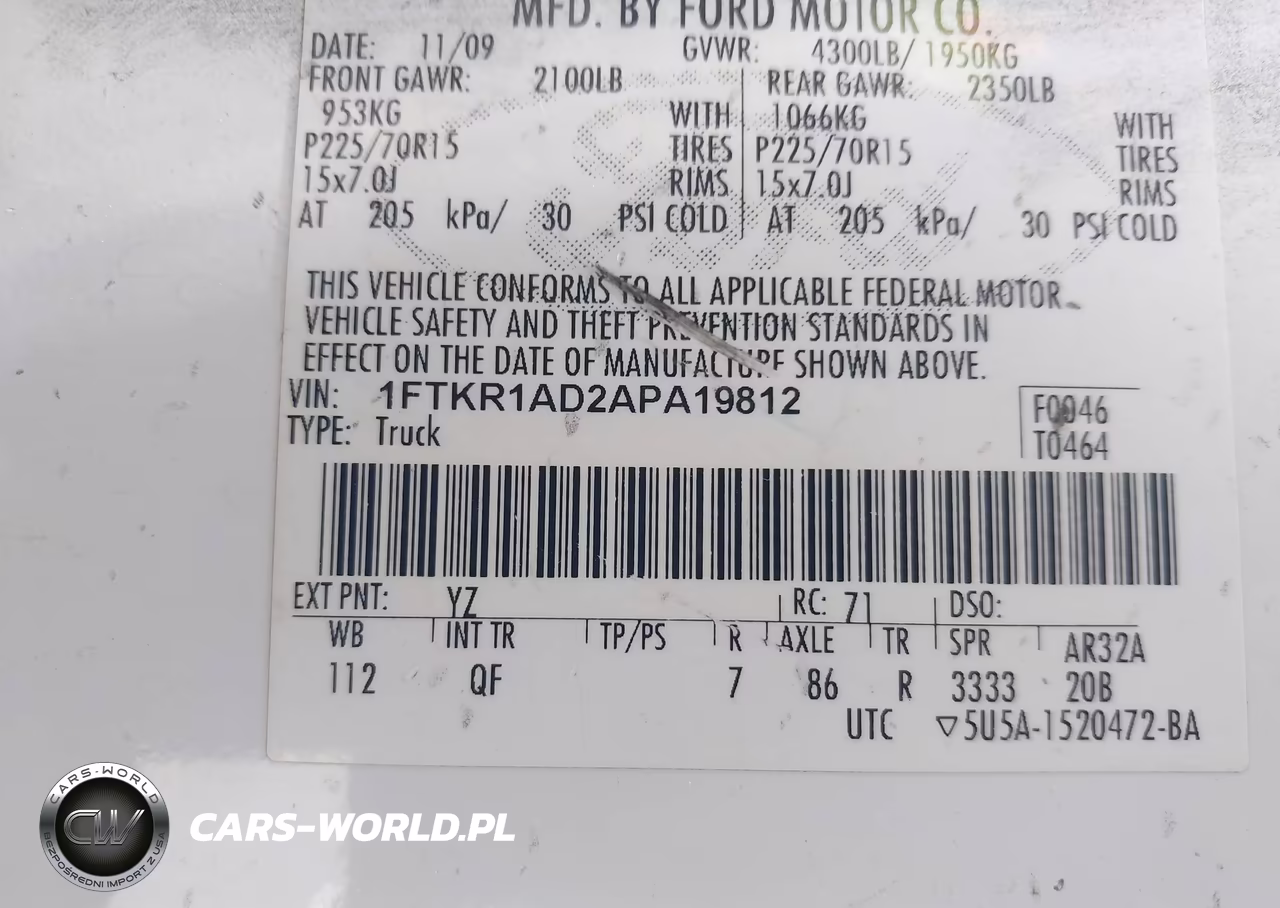 2010 Ford Ranger Xl-Xlt VIN:1FTKR1AD2APA19812 - 9