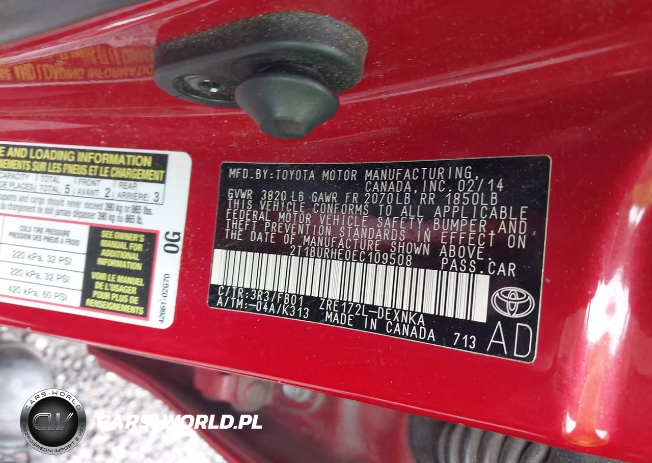 2014 Toyota Corolla Le VIN:2T1BURHE0EC109508 - 9