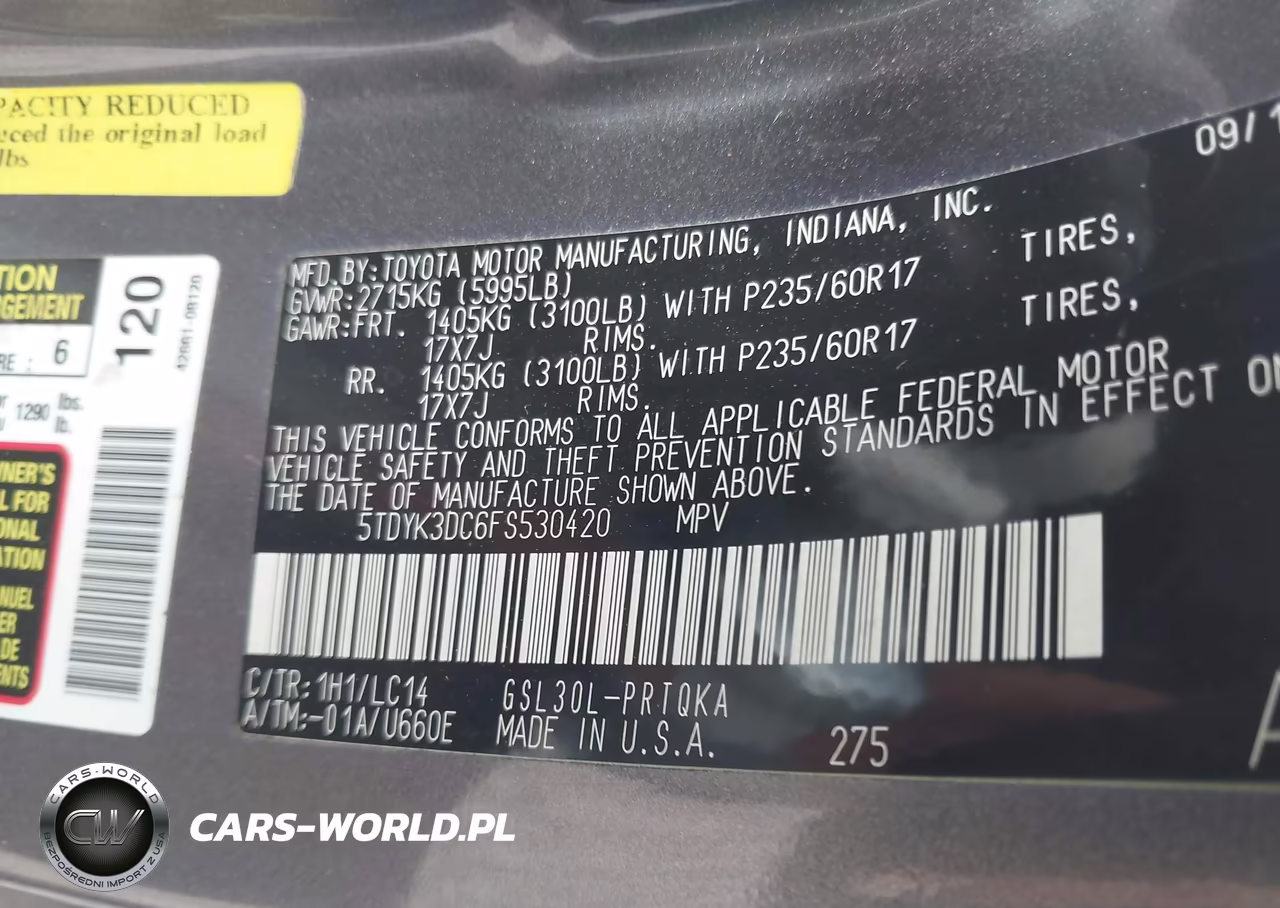 2015 Toyota Sienna Xle 8 Passenger VIN:5TDYK3DC6FS530420 - 9