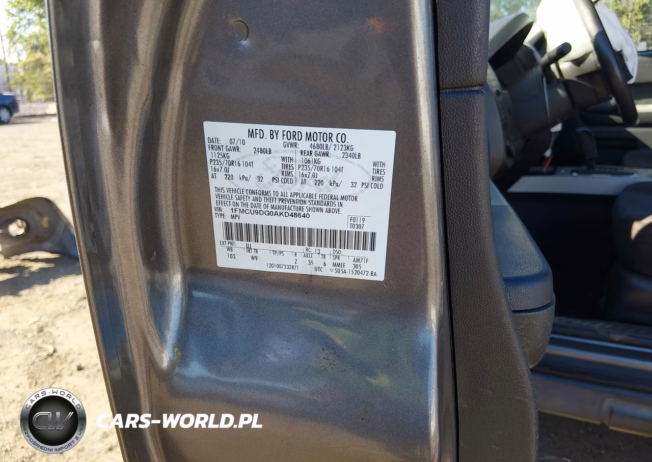 2010 Ford Escape Xlt VIN:1FMCU9DG0AKD48640 - 9