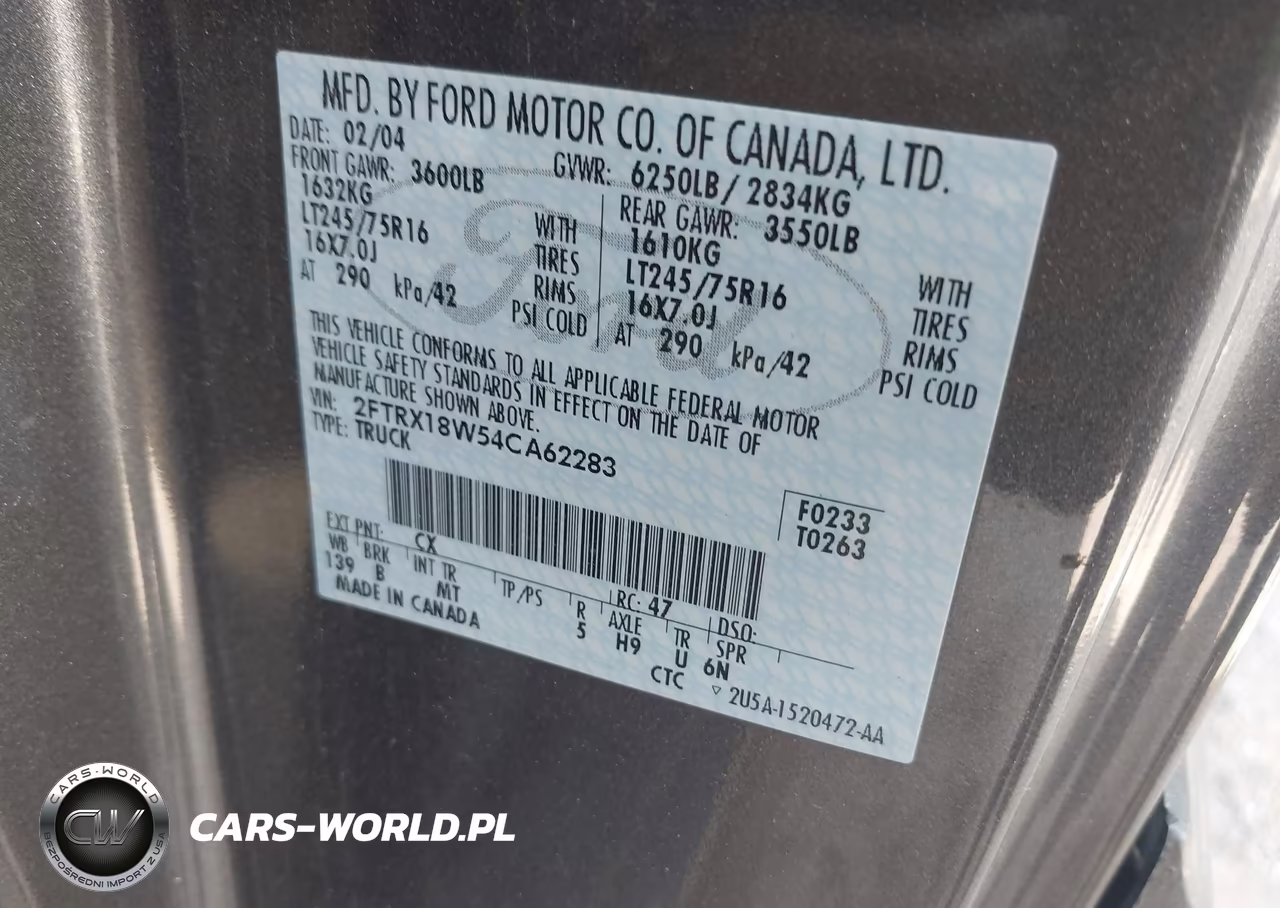 2004 Ford F-150 Heritage Xl-Xlt VIN:2FTRX18W54CA62283 - 9