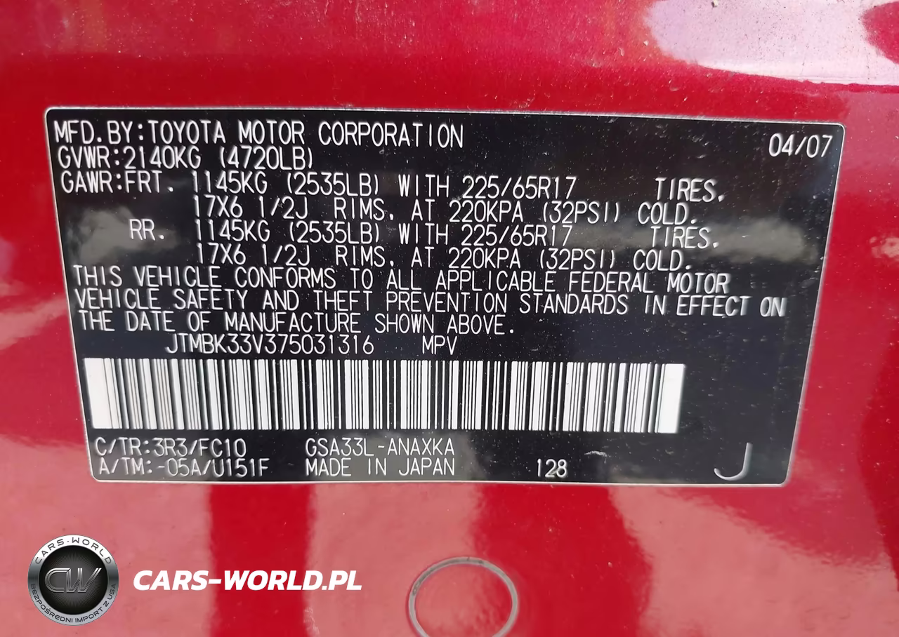 2007 Toyota Rav4 Base V6 VIN:JTMBK33V375031316 - 9