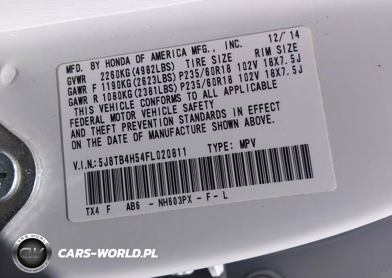 2015 Acura Rdx VIN:5J8TB4H54FL020811 - 9