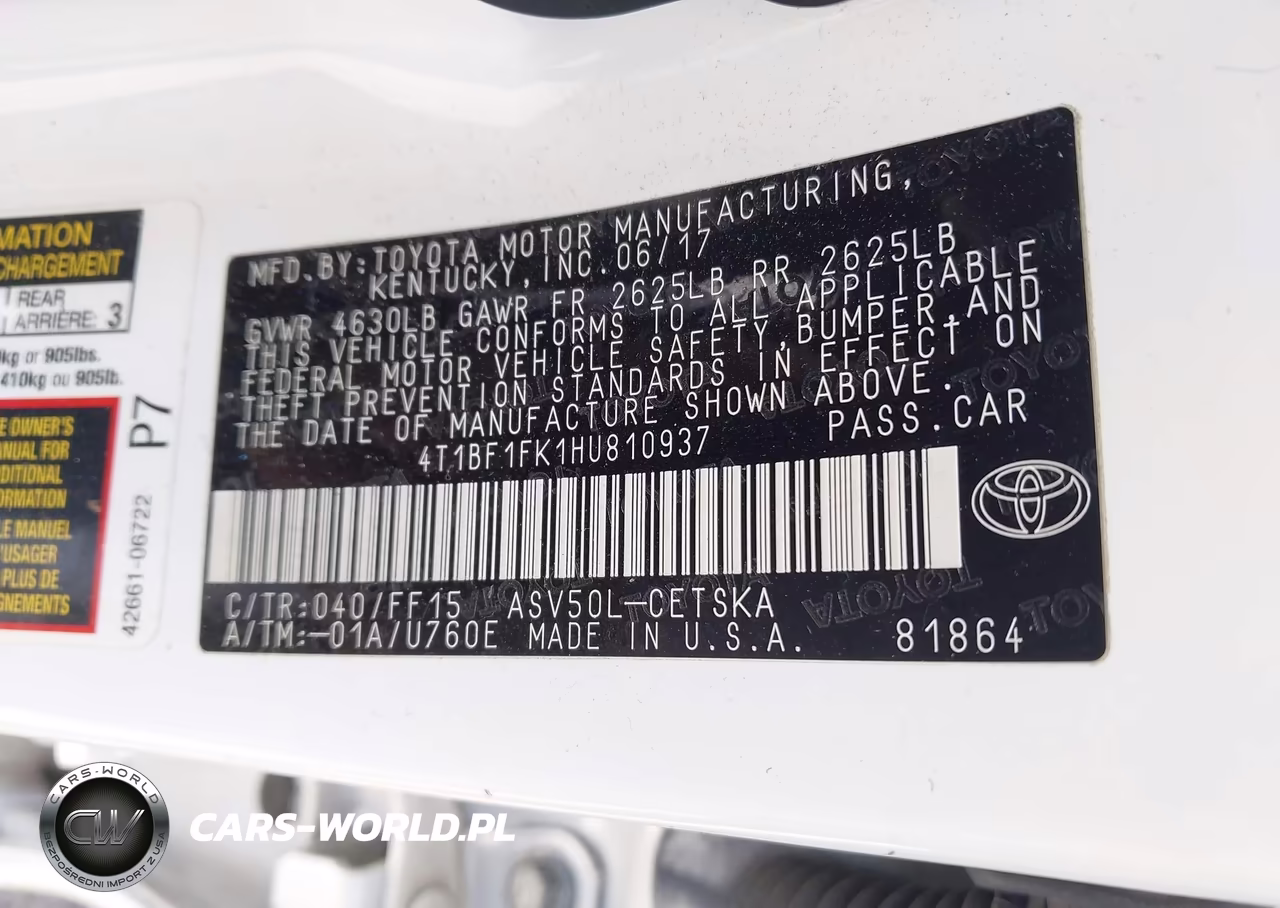 2017 Toyota Camry Se VIN:4T1BF1FK1HU810937 - 9