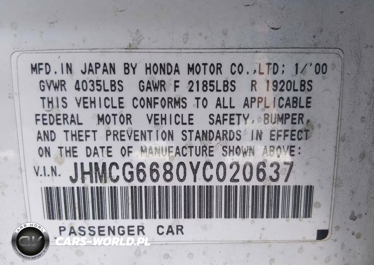 2000 Honda Accord 2.3 Ex VIN:JHMCG6680YC020637 - 9