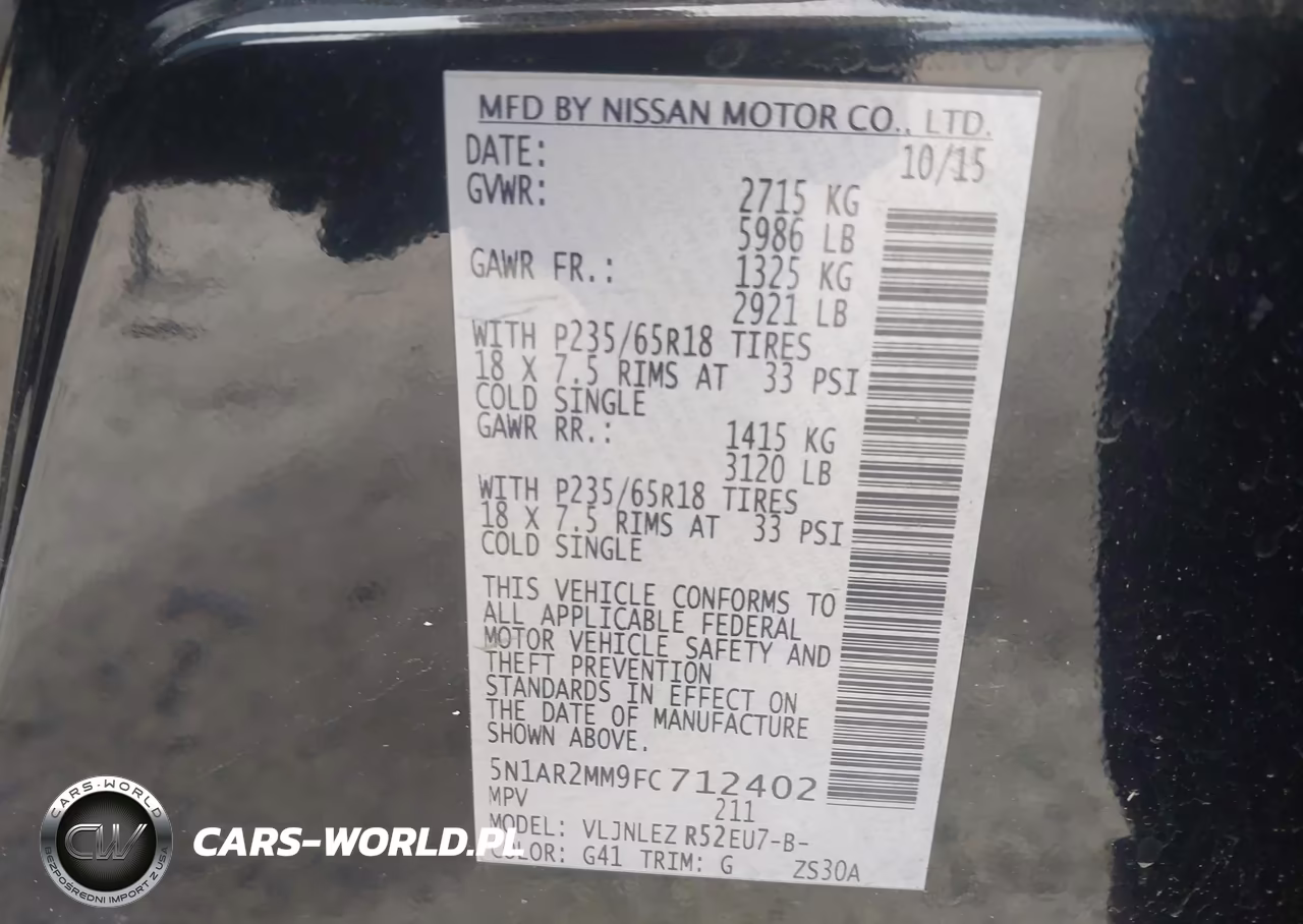 2015 Nissan Pathfinder Sv VIN:5N1AR2MM9FC712402 - 9