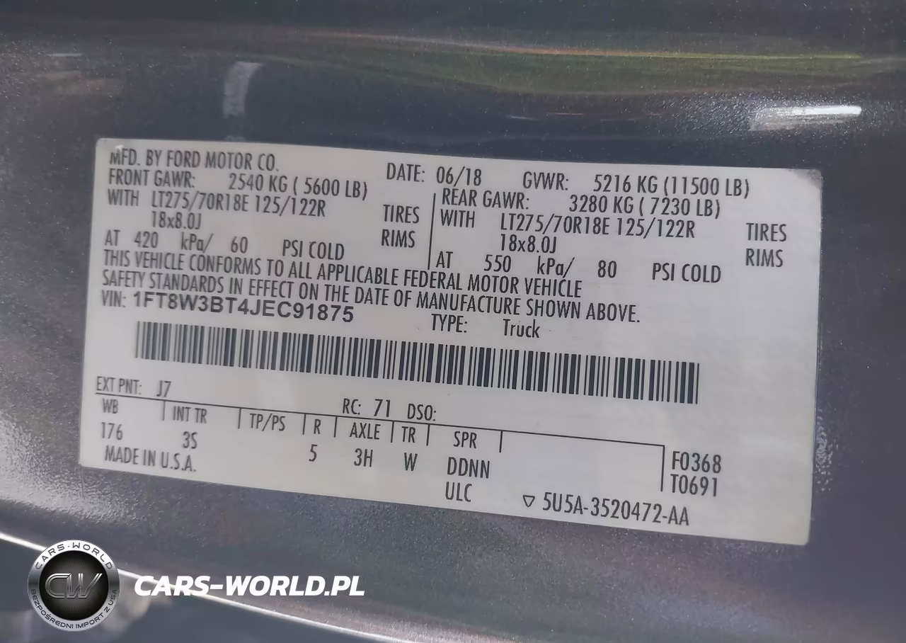 2018 Ford F-350 Xlt VIN:1FT8W3BT4JEC91875 - 8