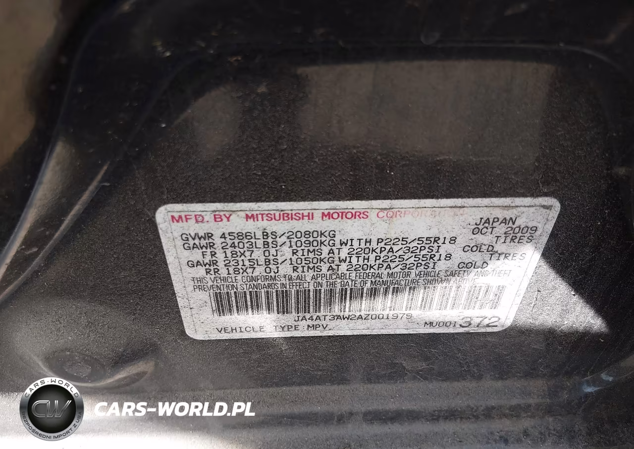 2010 Mitsubishi Outlander Se VIN:JA4AT3AW2AZ001979 - 9
