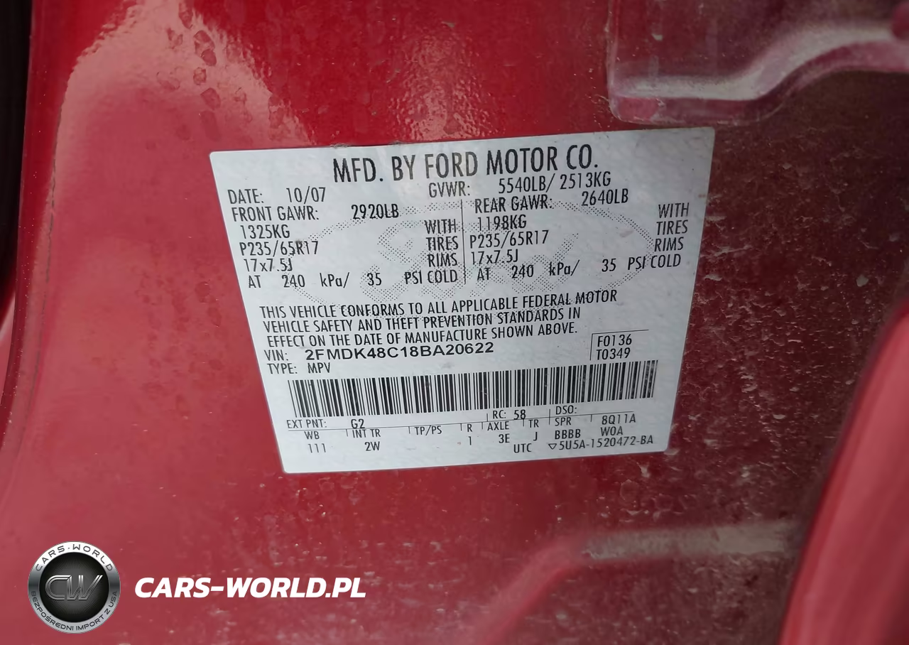 2008 Ford Edge Sel VIN:2FMDK48C18BA20622 - 9