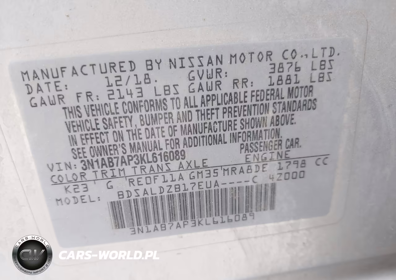 2019 Nissan Sentra Sv VIN:3N1AB7AP3KL616089 - 9