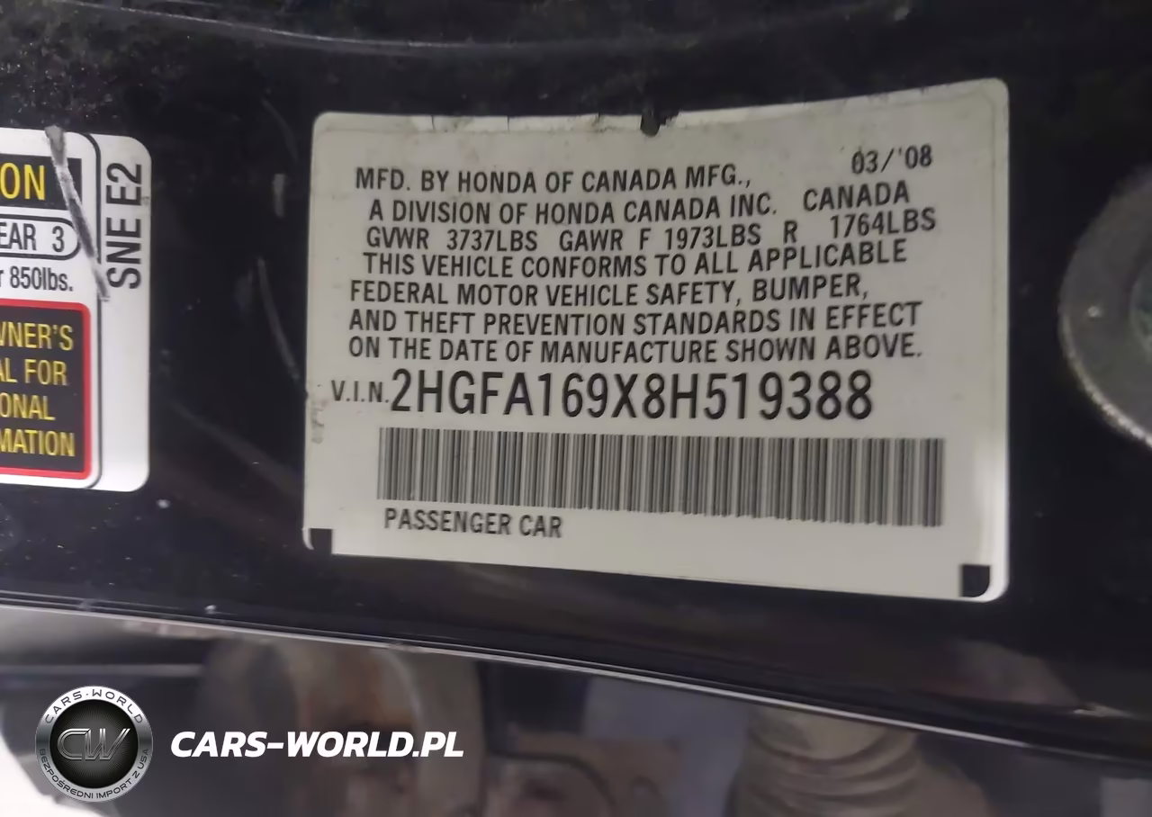 2008 Honda Civic Ex-L VIN:2HGFA169X8H519388 - 9