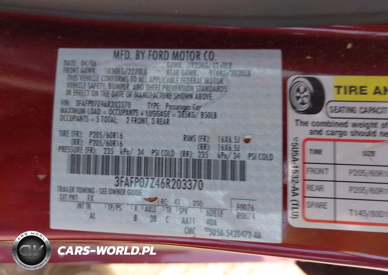 2006 Ford Fusion Se VIN:3FAFP07Z46R203370 - 9