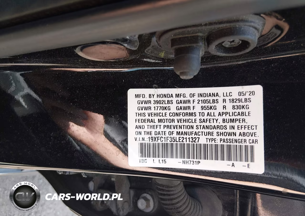 2020 Honda Civic Ex VIN:19XFC1F35LE211327 - 9