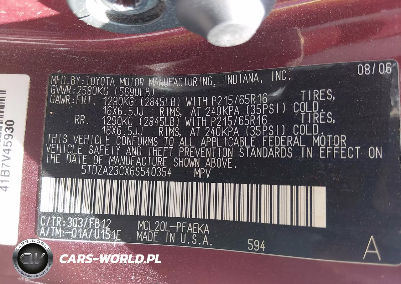 2006 Toyota Sienna Ce VIN:5TDZA23CX6S540354 - 9