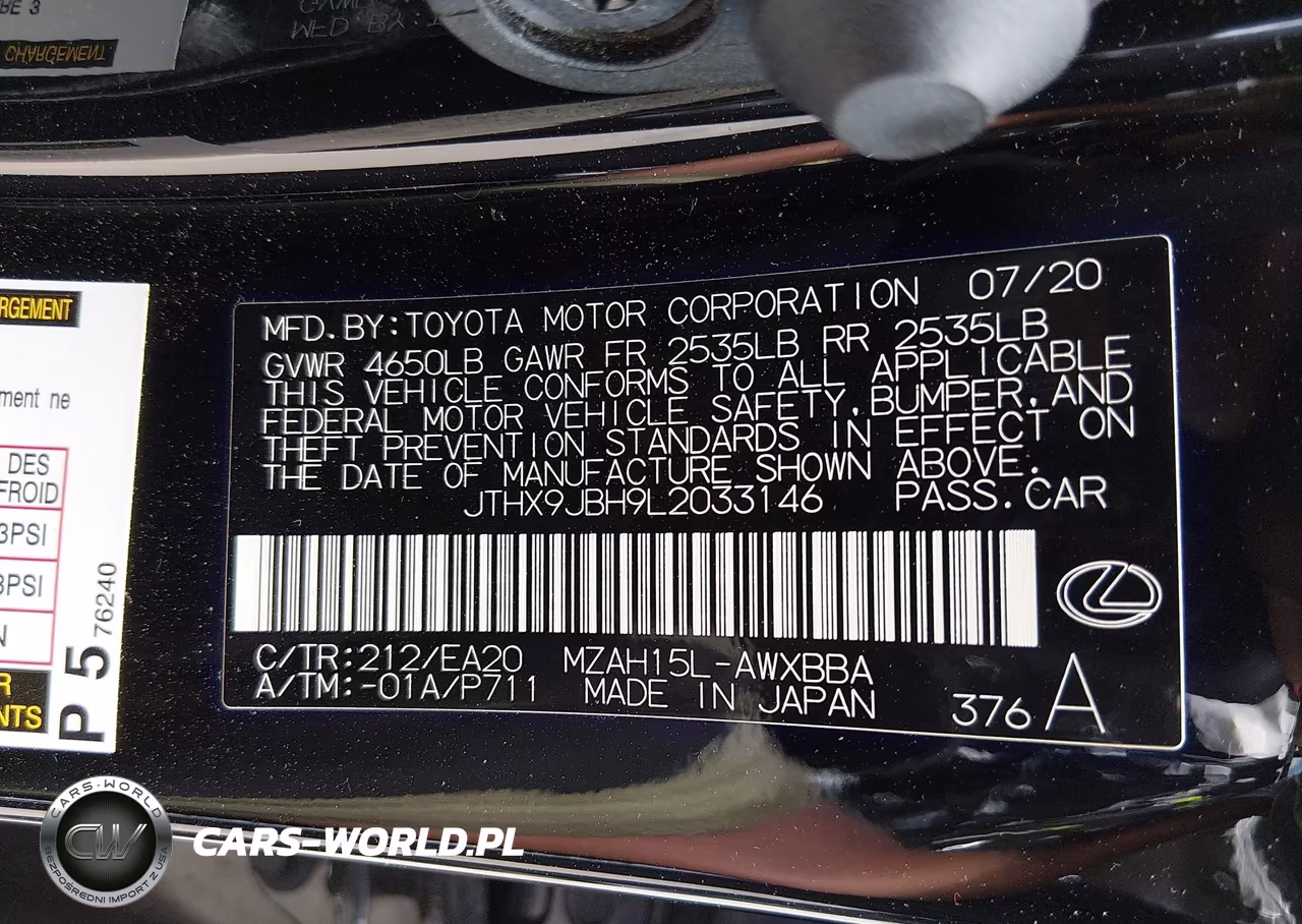 2020 Lexus Ux 250H VIN:JTHX9JBH9L2033146 - 9