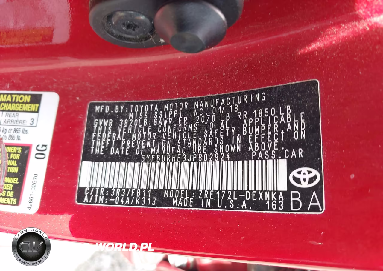 2018 Toyota Corolla Le VIN:5YFBURHE3JP802924 - 9